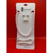 Christina Collection Pearl White Necklace, Bracelet & Earrings Set