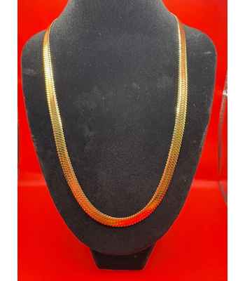 Herringbone 18" Gold-Plated Stainless-Steel Necklace
