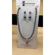 Christina Collection Charcoal Grey Necklace & Earrings