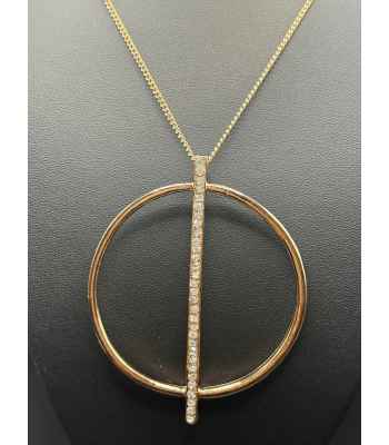 Round pendant with middle rhinestones fashion necklace with diamond earrings