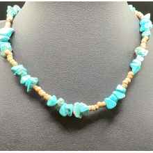 Turquoise stones and beige beads Necklace