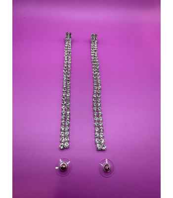 Elegant drop down rhinestone earrings featuring sparkling crystals in a cascading design. Perfect for weddings, parties, and glamorous evenings.