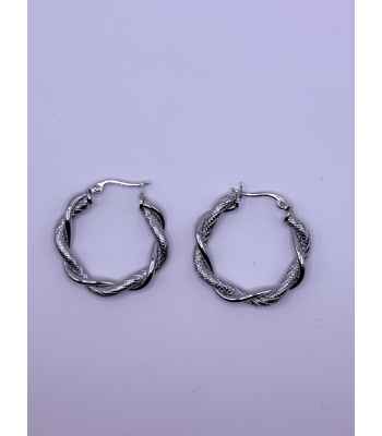 Silver Twisted Stainless Steel hooped earrings 