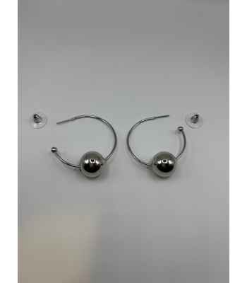 Pomina Lead Compliant Silver Ball Hoops Earrings