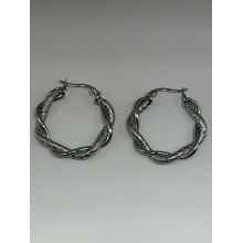 Silver Twisted Stainless Steel hooped earrings