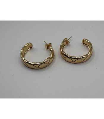 14 K Gold Dipped Diamond Design Hoops