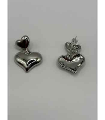 Lucky Charm White Gold Dipped Sterling Silver Heart Earrings
