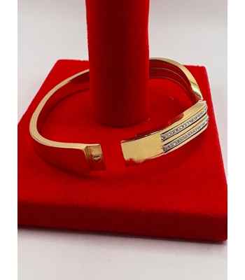 Stone Paved Chevron hinged stainless steel bracelet