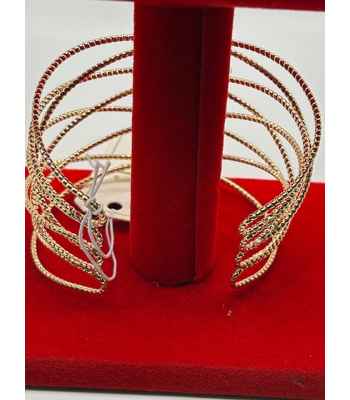 Gold Brass Metal Cross Caged Cuff Bracelet