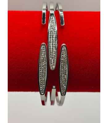 Oval Stone Plate Stainless Steel Hinged Bracelet