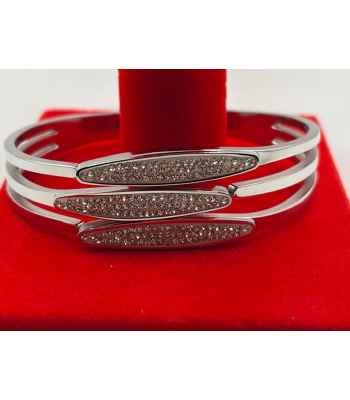 Oval Stone Plate Stainless Steel Hinged Bracelet
