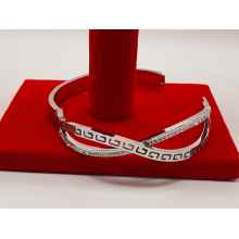 Infinity Stainless Steel Hinged Bangle Bracelet