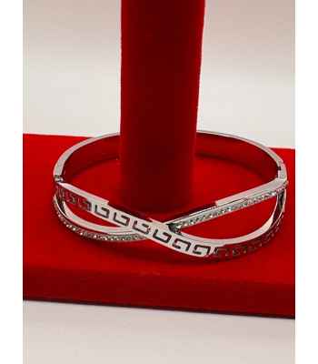 Infinity Stainless Steel Hinged Bangle Bracelet