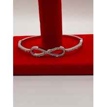 Infinity Pointed Stone Paved Hinged Bangle Bracelet