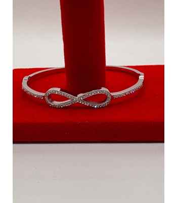 Infinity Pointed Stone Paved Hinged Bangle Bracelet 