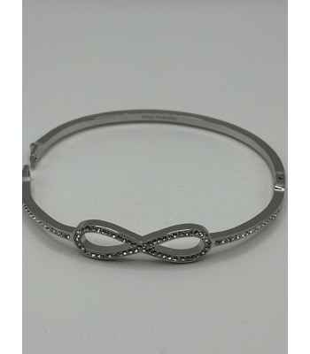 Infinity Pointed Stone Paved Hinged Bangle Bracelet 