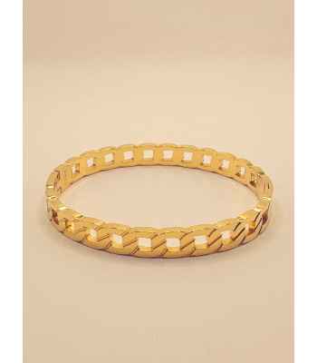 Cuban Round Stainless Steel Hinged Bracelet