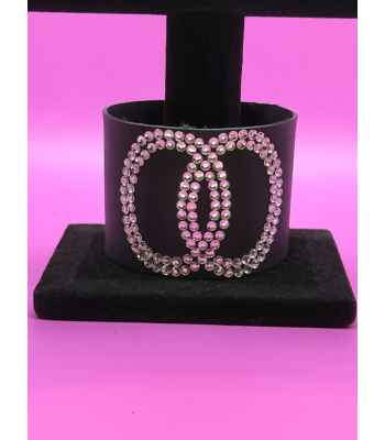 Black Snap Bracelet with Rhinestone