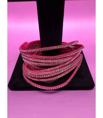 Bold and vibrant fuchsia wrap-around bracelet that adds a pop of color to any outfit. Stylish, versatile, and perfect for casual or formal wear