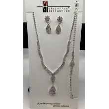 Christina Collection Rhinestone Necklace,Earrings, Bracelet Set