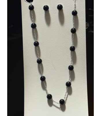 Black and Silver beaded Necklace