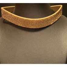 Gold Choker with Shiny Rhinestones