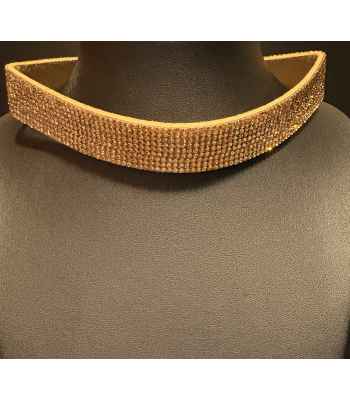 Gold Choker with Shiny Rhinestones