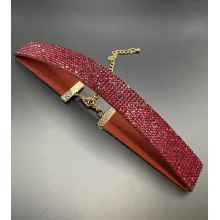 Red Rhinestone Choker with gold clasp and chain