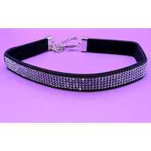 Black Rhinestone Choker with adjustable claw clasp and chain