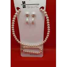Christina Collection Off White Pearl Necklace, Bracelet & Earring Set